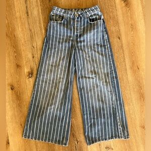 We the free (free people) wide leg denim pant with stripes size 27